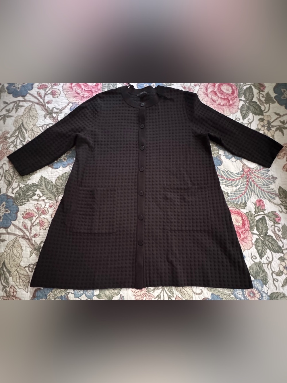 COS Black Waffle-Textured Knit Longline Cardigan sweater/jacket